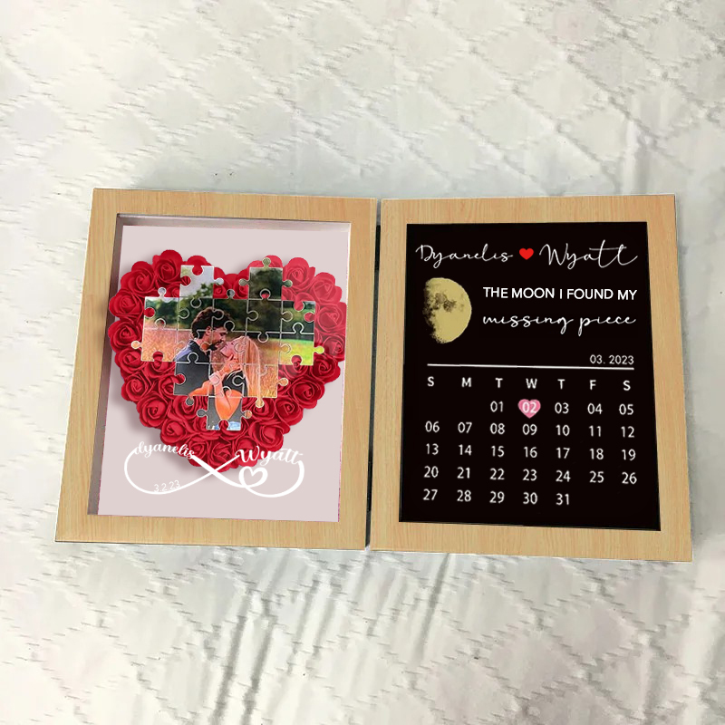 The Day I Found My Missing Piece Custom Heart Flowers Frame Anniversary Calendar🌺-forlovever