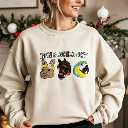 Custom Bird/Guinea Pig/Horse/Hamster Other Pet Photo Christmas Classic Embroidered Sweatshirt/Hoodie