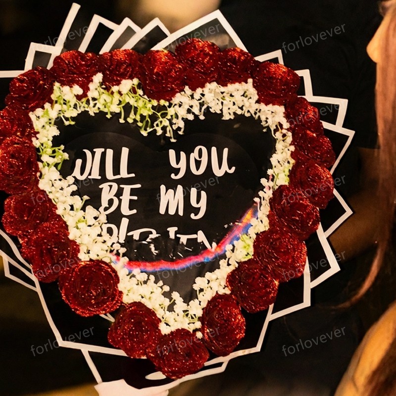 Will You Be My GF-Glitter Rose Profess Bouquet