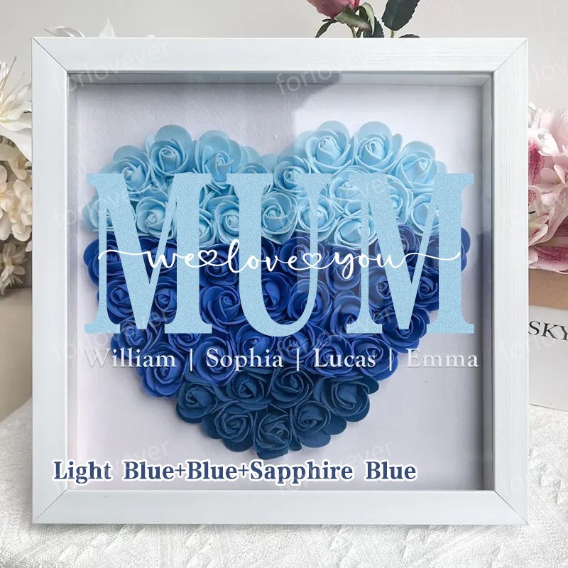 Personalized Mom Flower Shadow Box, Mother's Day Gift, Mom's Rose Frame Box, Flower Gift Box for Mom Grandma Nana, Birthday Gifts for Mom-forlovever
