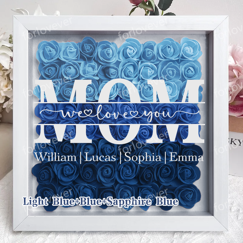Mom/Grandma We Love You - Personalized Square Shaped Flower Shadow Box-forlovever
