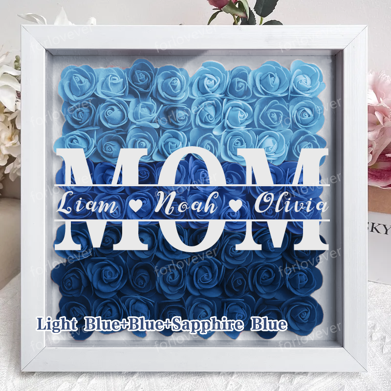Mom Square Shaped Monogram Flower Shadow Box Gift-forlovever