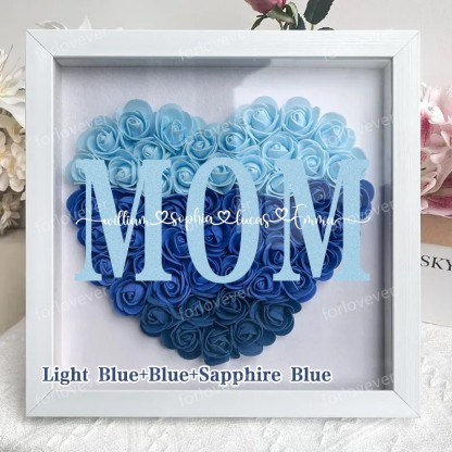 Mothers Gift for Her, Name Flower Heart Shadow Box, Custom Rose Frame, Custom Frame for Mom, Gift for Mom and Grandma Nana,Roses Shadowbox-forlovever