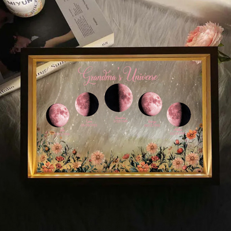 Custom Moon Phase Led light frame with text and date⭐️-forlovever
