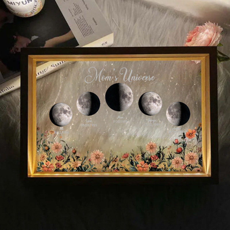 Custom Moon Phase Led light frame with text and date⭐️-forlovever