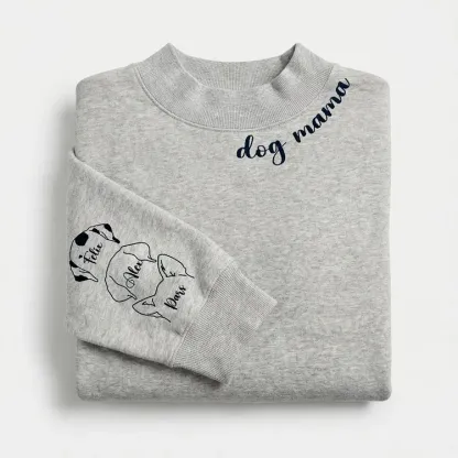 I Wear My Heart On My Sleeve Custom Pet Ears Embroidered Mockneck Sweatshirt