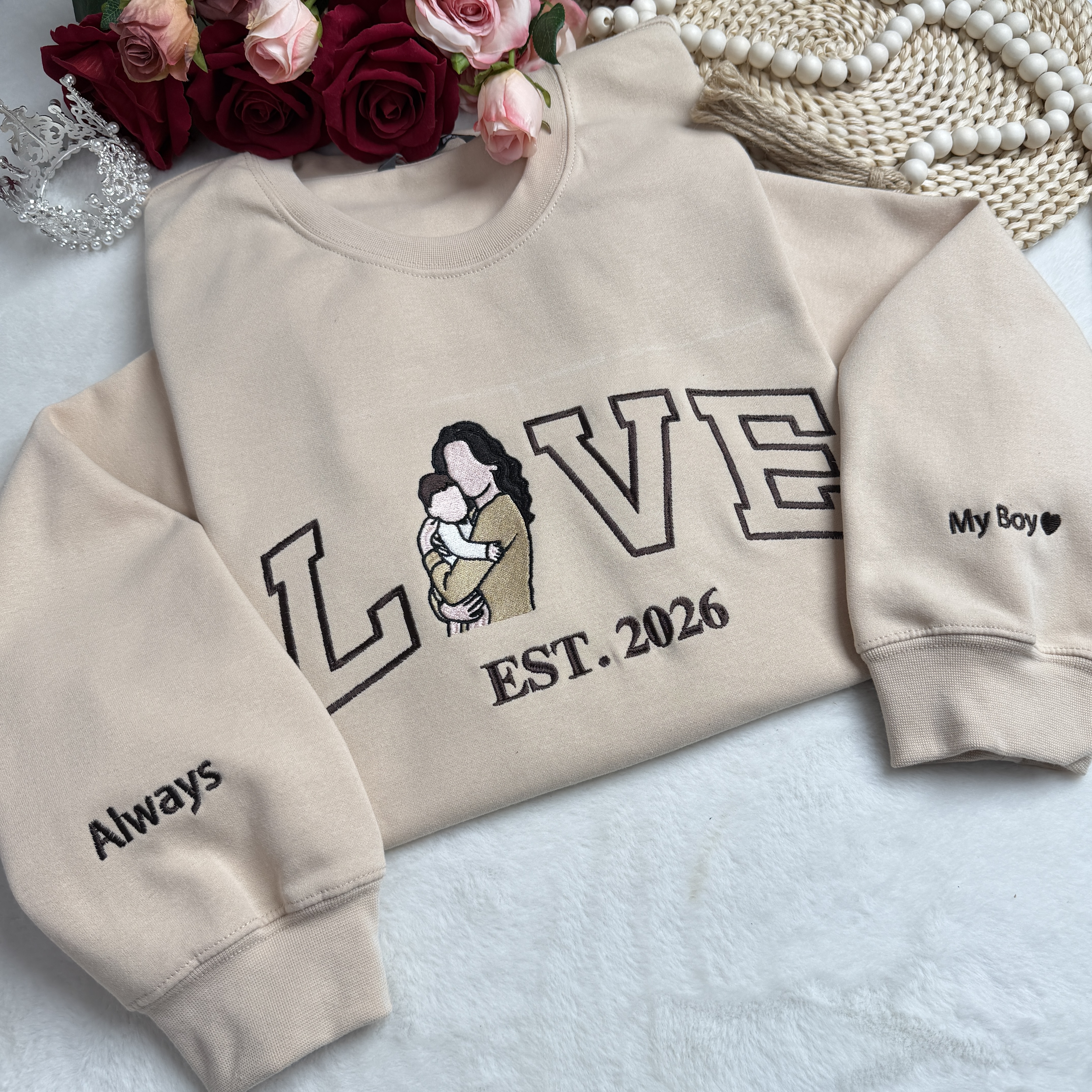 Personalized Family LOVE Embroidered Photo Sweatshirt/Hoodie/T-shirt