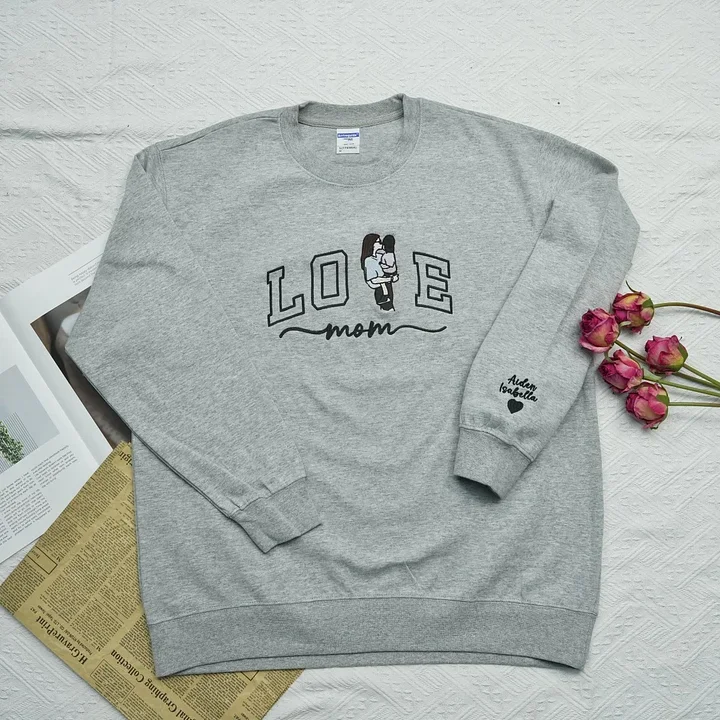 Custom Embroidered Photo Portrait For MOM Love Sweatshirt