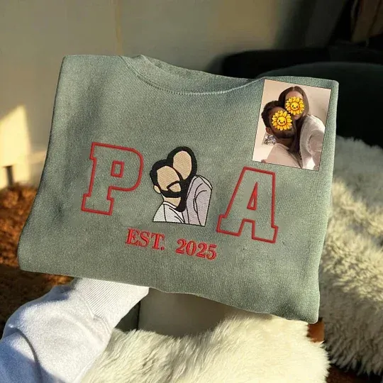 Forlovever Personalized Embroidered Photo Couple Initial Est Year Crewneck/Hoodie/T-shirt