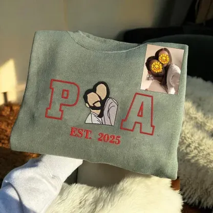 Forlovever Personalized Embroidered Photo Couple Initial Est Year Crewneck/Hoodie/T-shirt