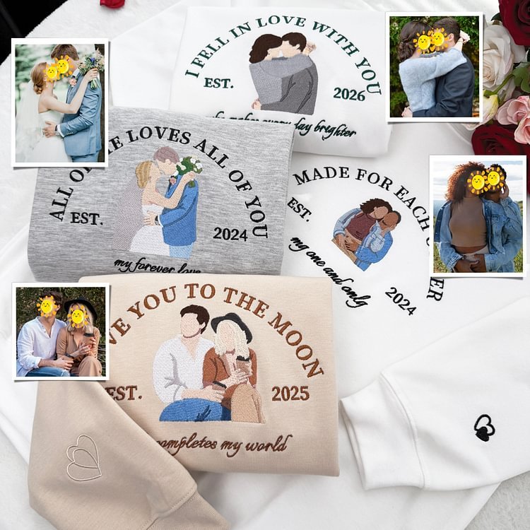 I Feel In Love With You Custom Couple Embroidered Hoodie with Your Text & Date