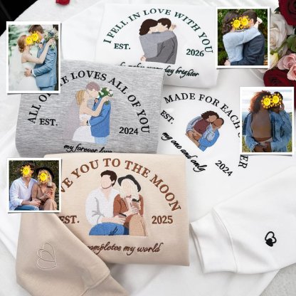 I Feel In Love With You Custom Couple Embroidered Hoodie with Your Text & Date