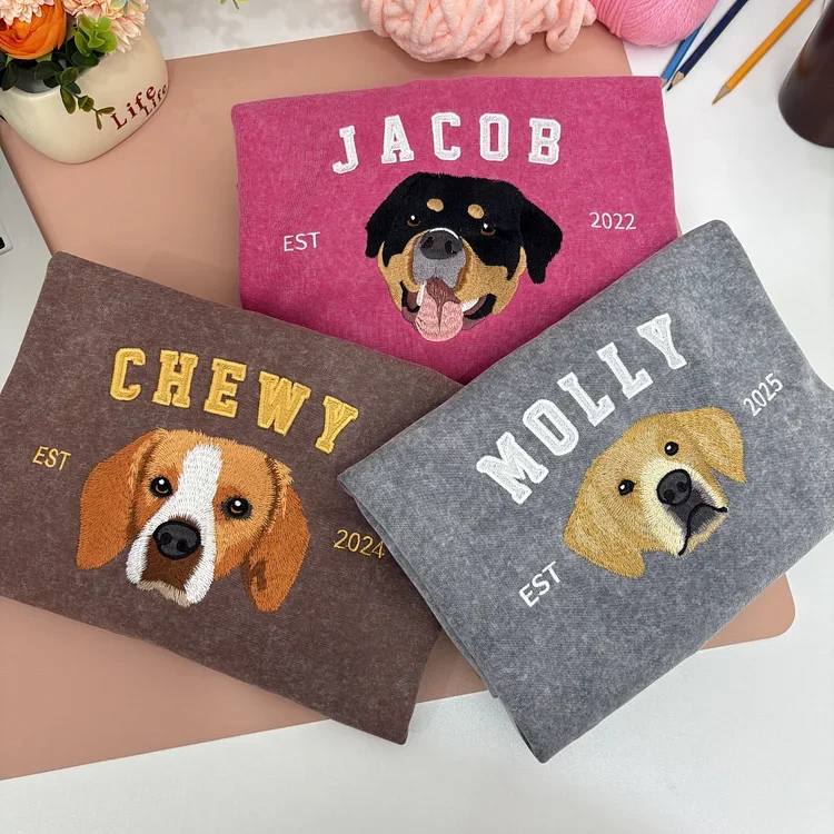Embroidered Custom Pet Sweatshirt, Pet Vintage Sweatshirt T-Shirt