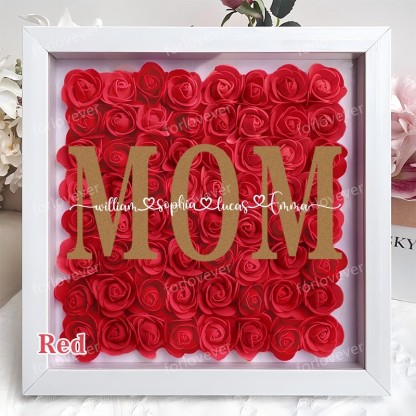 Mothers Gift for Her, Name Flower Heart Shadow Box, Custom Rose Frame, Custom Frame for Mom, Gift for Mom and Grandma Nana,Roses Shadowbox-forlovever