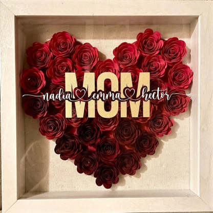 Mom Heart Shaped Monogram Flower Shadow Box Gift For Mothers-forlovever
