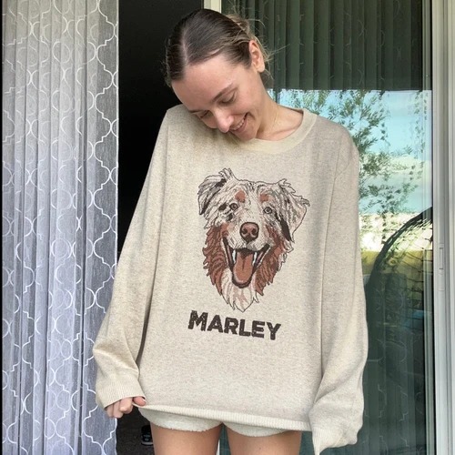 Personalized Pet Portrait Oversized Cozy Knit Sweater