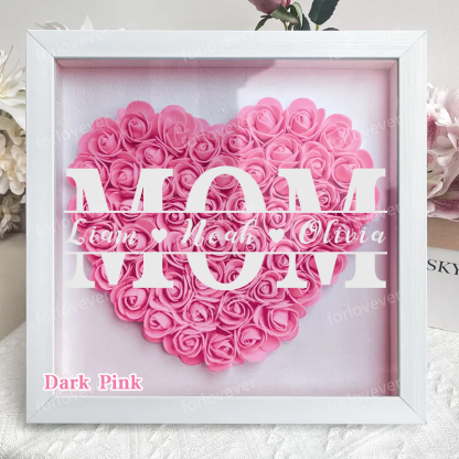 Mom/Grandma Heart Shaped Monogram Flower Shadow Box Gift-forlovever