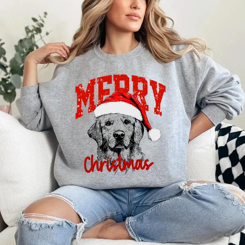 Custom Pet Portrait Christmas Sweatshirt - Personalized Dog/Cat Santa Hat Hoodie