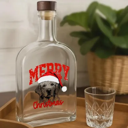Custom Pet Portrait Christmas Blessing Whiskey Bottle