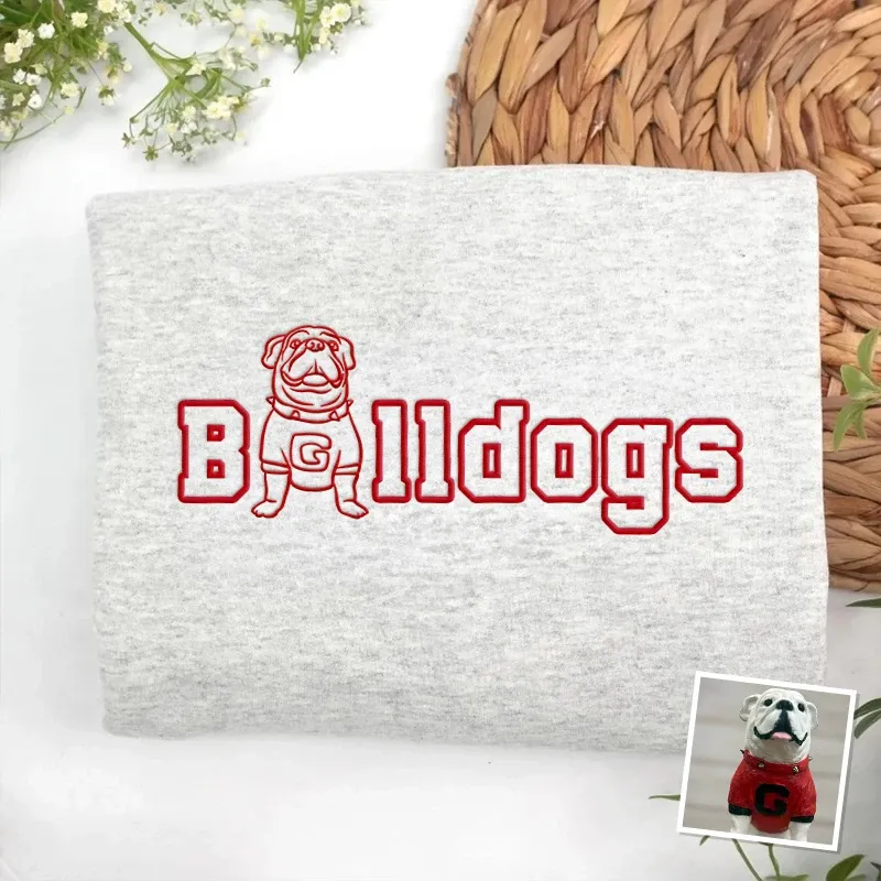 Custom College Team Embroidered Sweatshirt – Personalized College Spirit Wear, Pet Protrait Embroidered Sweatshirt, Game Day Outfit-forlovever