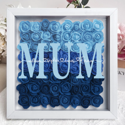 Mothers Gift for Her, Name Flower Heart Shadow Box, Custom Rose Frame, Custom Frame for Mom, Gift for Mom and Grandma Nana,Roses Shadowbox-forlovever