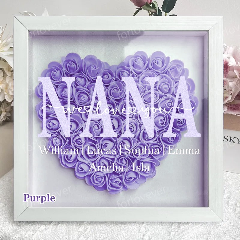 Personalized Mom Flower Shadow Box, Mother's Day Gift, Mom's Rose Frame Box, Flower Gift Box for Mom Grandma Nana, Birthday Gifts for Mom-forlovever