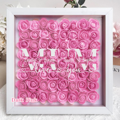 MOM-Love you- Personalized Flower Shadow Box Custom Name & Text Square Rose Frame Decorations Mother's Day Gift-forlovever