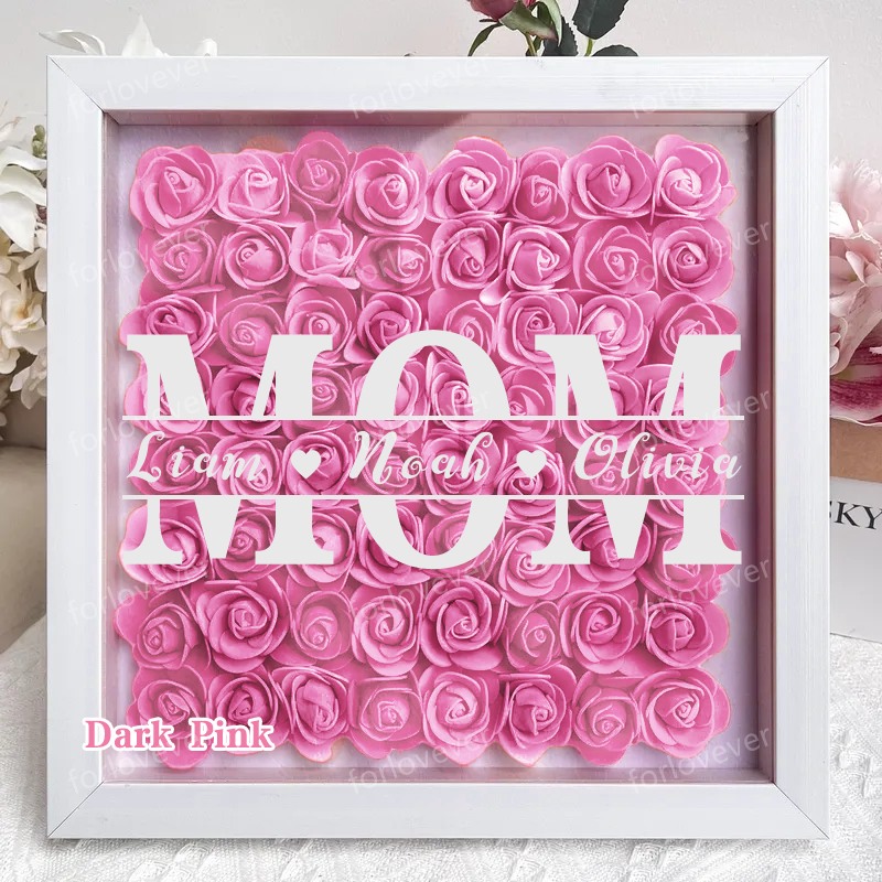 Mom Square Shaped Monogram Flower Shadow Box Gift-forlovever