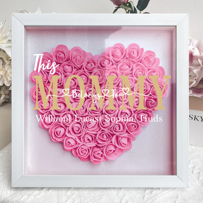'This MOM Belongs to' - Personalized Flower Shadow Box - Mother's Day Gift-forlovever