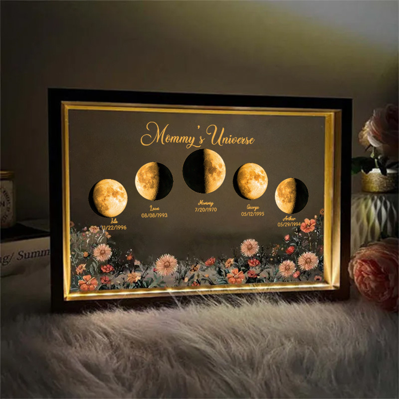 Custom Moon Phase Led light frame with text and date⭐️-forlovever