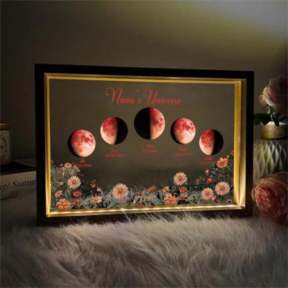 Custom Moon Phase Led light frame with text and date⭐️-forlovever