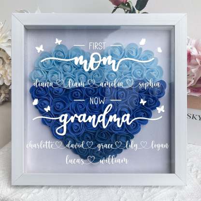 First Mom Now Grandma - Personalized Flower Shadow Box-forlovever