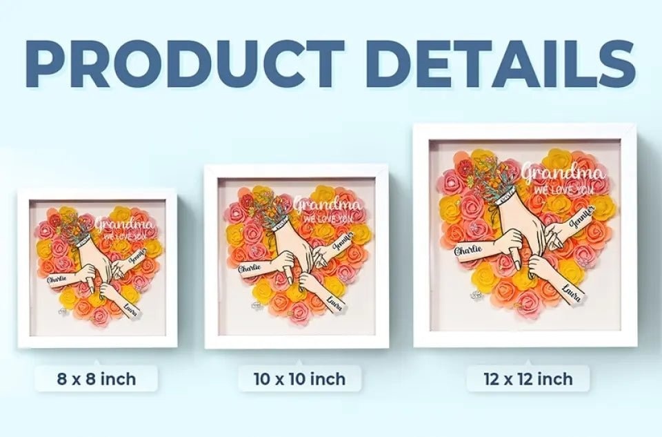 [preview]Family Love Blooms Forever – Personalised Mum & Grandma Flower Shadow Box with Names-forlovever