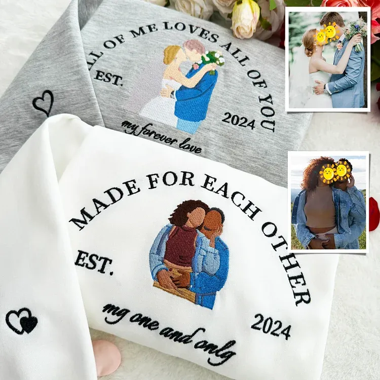 I Feel In Love With You Custom Couple Embroidered Hoodie with Your Text & Date