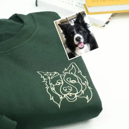 Personalized Pet Face Outline Embroidered T-shirt,Sweatshirt,Hoodie.