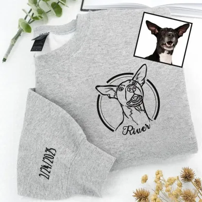 Custom Embroidered Hoodies with Pet Photo - Custom Dog Face Embroidered Sweatshirt from Photo - Personalized Cat Sweatshirt for Mom