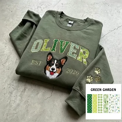 Custom Pet Portrait Patchwork Appliqué Embroidered Sweatshirt Hoodie T-Shirt
