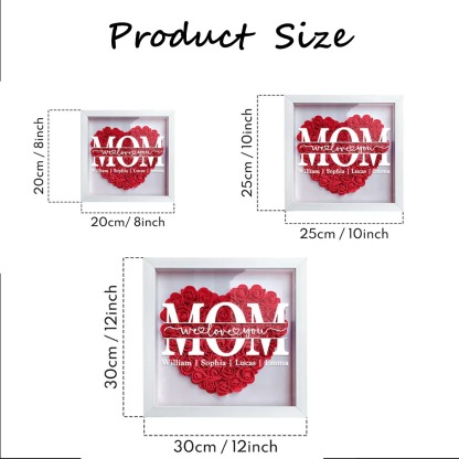 Mom/Grandma We Love You - Personalized Heart Shaped Flower Shadow Box-forlovever