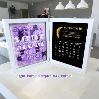 NANA Mum We Love You With REAL MOON PHASE Anniversary Calendar - Personalized Flower Shadow Box-forlovever