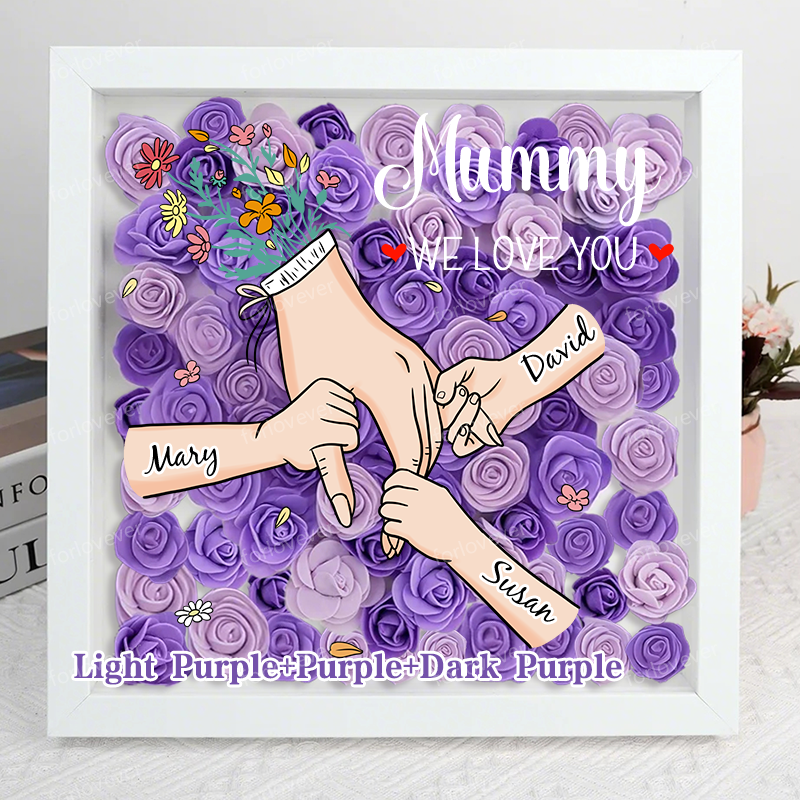[preview]Family Love Blooms Forever – Personalised Mum & Grandma Flower Shadow Box with Names-forlovever