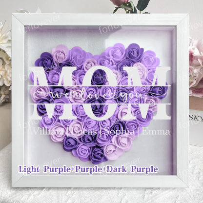 Mom/Grandma We Love You - Personalized Heart Shaped Flower Shadow Box-forlovever