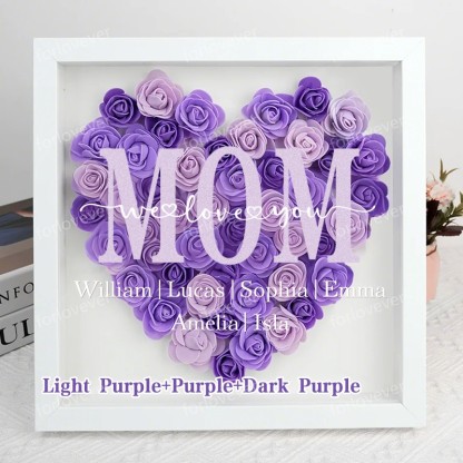 Personalized Mom Flower Shadow Box, Mother's Day Gift, Mom's Rose Frame Box, Flower Gift Box for Mom Grandma Nana, Birthday Gifts for Mom-forlovever