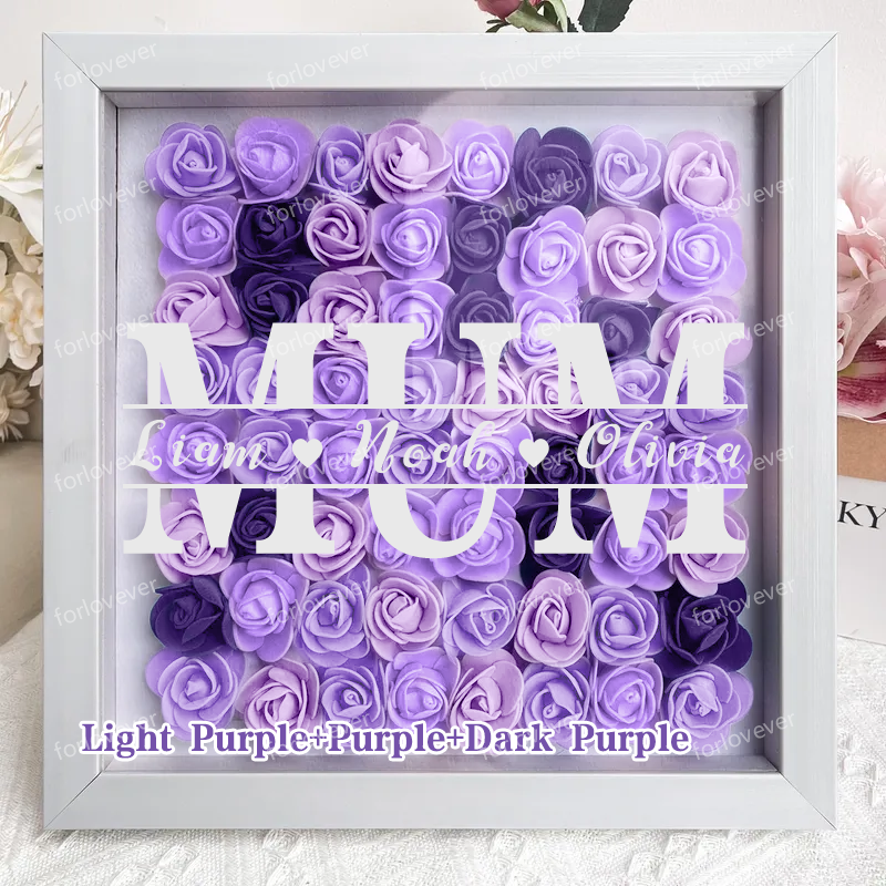 Mom Square Shaped Monogram Flower Shadow Box Gift-forlovever
