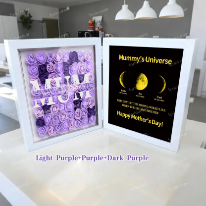 Mum We Love You With REAL MOON PHASE Anniversary Calendar - Mummy's Universe Personalized Square Shape Flower Shadow Box-forlovever