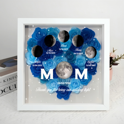 Mummy's Universe - Personalised Customised Starry Moon Phase Flower Shadow Box-forlovever