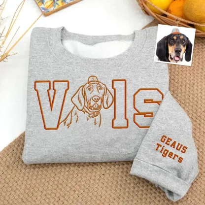 Custom College Team Embroidered Sweatshirt – Personalized College Spirit Wear, Pet Protrait Embroidered Sweatshirt, Game Day Outfit-forlovever