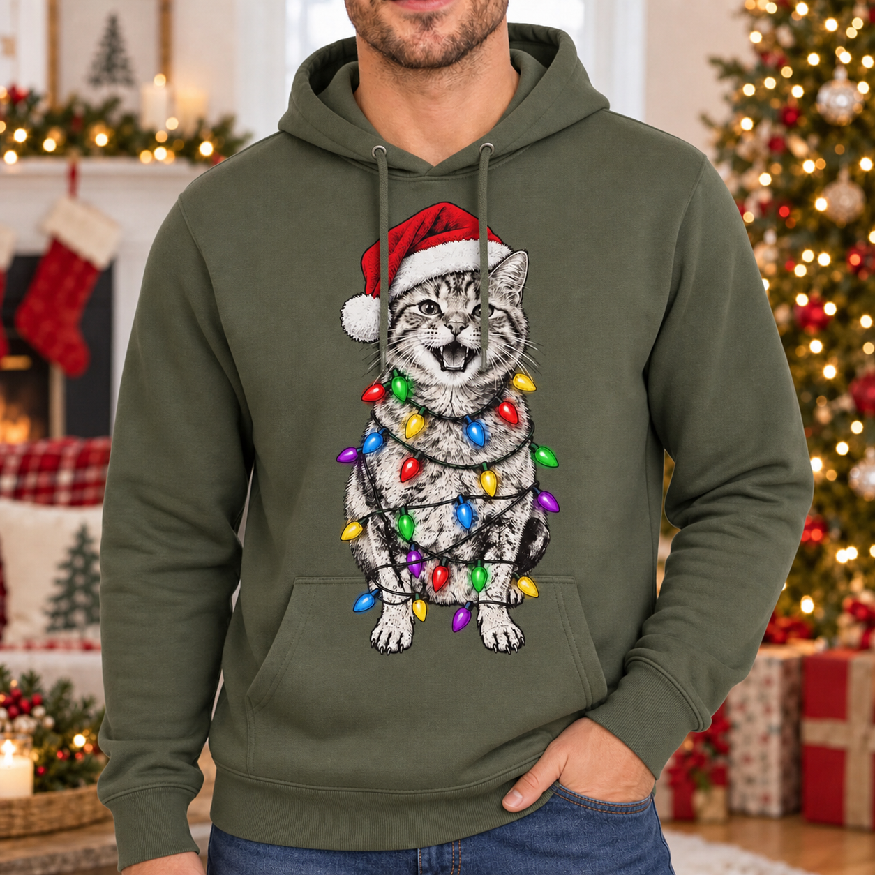 Custom Pet Photo Christmas Sweatshirt, Personalized Holiday Crewneck, Christmas Gift for Pet Lovers