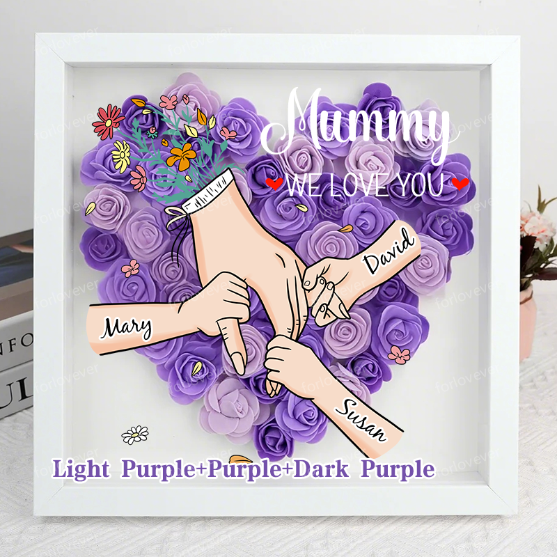 [preview]Family Love Blooms Forever – Personalised Mum & Grandma Flower Shadow Box with Names-forlovever