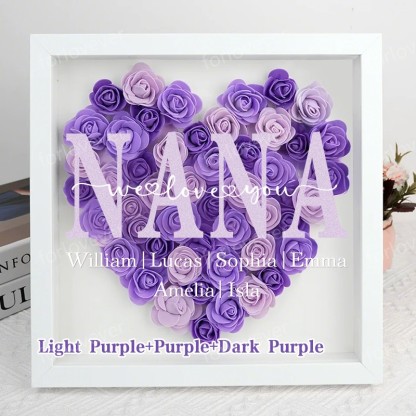 Personalized Mom Flower Shadow Box, Mother's Day Gift, Mom's Rose Frame Box, Flower Gift Box for Mom Grandma Nana, Birthday Gifts for Mom-forlovever