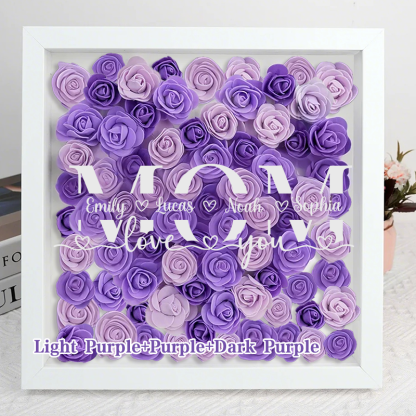 MOM-Love you- Personalized Flower Shadow Box Custom Name & Text Square Rose Frame Decorations Mother's Day Gift-forlovever